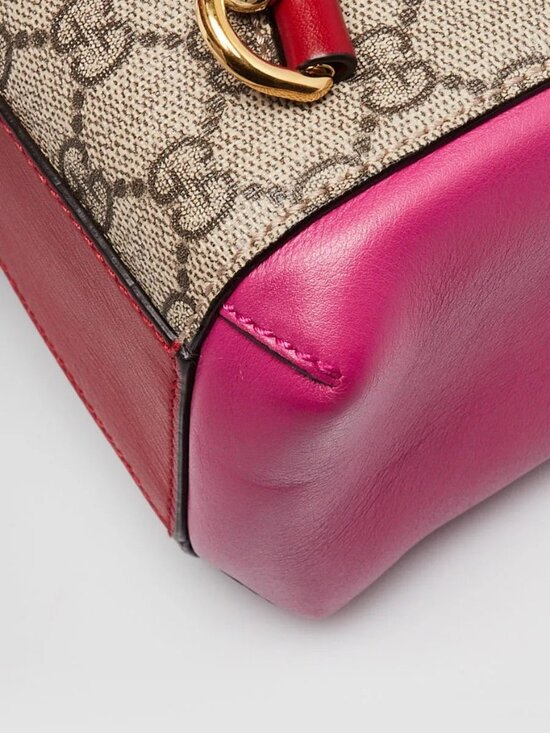 Gucci Red/Pink GG Supreme Coated Canvas and Leather Signature Padlock Small B. main image 8
